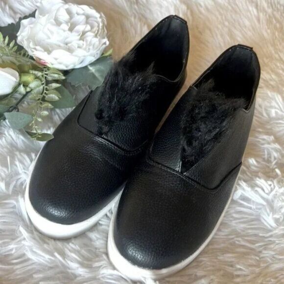 Catherine Malandrino Fur Tongue Black Platform Sneakers - Picture 3 of 12